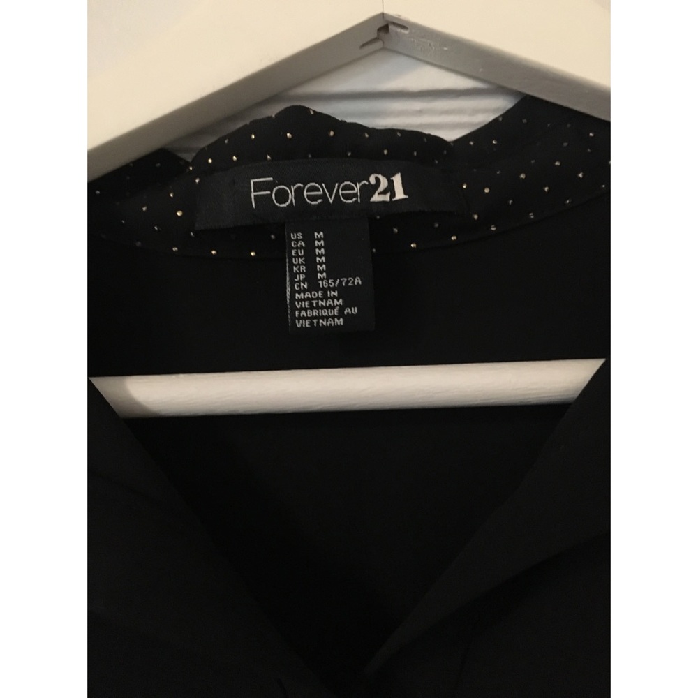 Forever 21 Black Gold Studded Collar Button-Down Blouse - Picture 2 of 4